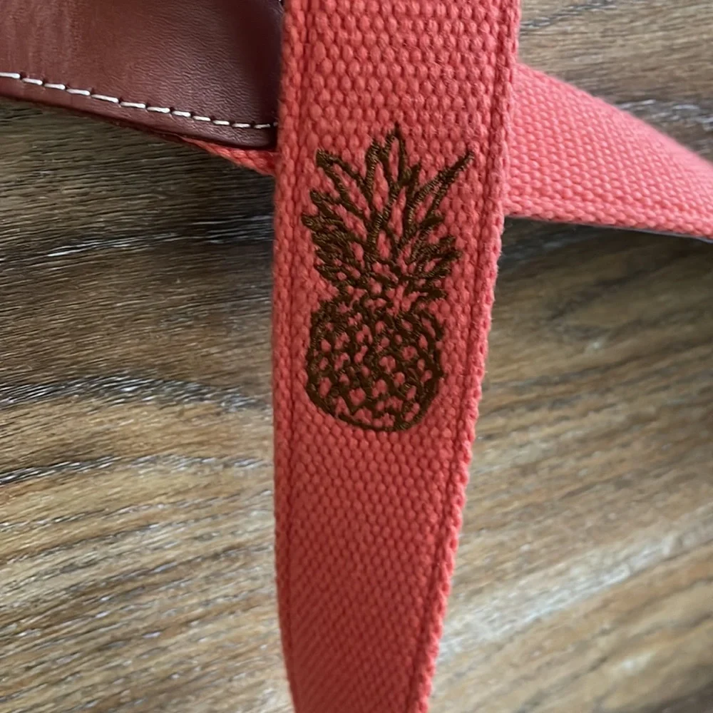 Vineyard Vines Pineapple Canvas and Leather Belt